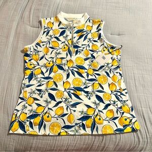 NWT Women’s Tail Activewear Lemon and Blue Leaf Print Tank Top Sz XL